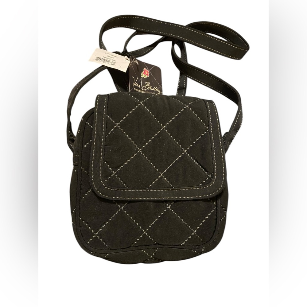 NWT VERA BRADLEY MICROFIBER LIL’ HIPSTER CROSSBODY BAG IN BLACK